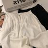 Pantalones Blancos de Lino de Pierna Ancha, Estilo Holgado y Relajado, Pantalones Casuales de Cintura Alta para Mujer, Pantalones de Algodón y Lino Transpirables y Relajados para el Verano, Protección Solar