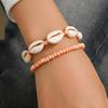 Pulsera Europea y Americana Transfronteriza de Nuevo Estilo Bohemio de Concha Natural con Nudo de Cuerda Hecha a Mano de Dos Piezas para Mujer