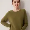 Suéter de Punto Grueso 100% Cachemir Otoño Invierno para Mujer Hombro de Silla Cuello Redondo Capa Base Pulóver de Punto Top Versátil