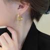 Aretes Largos de Borlas Metálicas con Aguja de Plata S925 para Mujer, Lujo Accesible, Aretes de Diseño de Alta Gama, Aretes Modernos Elegantes y Versátiles