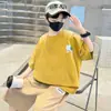 Conjunto de Verão para Meninos 2025 Novo Médio e Grande Infantil Esportivo e de Lazer Camiseta Estampada de Manga Curta Conjunto de Duas Peças Bonito 6