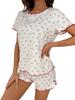 Novedad Primavera y Verano 2024 Ropa para Mujer de Dos Piezas de Manga Corta con Estampado Casual para el Hogar Venta Caliente en Amazon Europeo y Americano