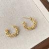TikTok Explosiones Estrellas Doradas Brillantes Pendientes Redondos de Plata Rota Lujo Ligero Avanzado Diseño Único Pendientes para Mujer