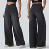 Jeans Feminino de Comércio Exterior Lavado Cruzado de Cintura Alta com Pernas Largas, Caimento Solto, Comprimento no Chão com Controle de Barriga, Macio e Elástico