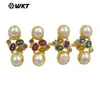 MR042 nuevo estilo en el nuevo color perla largo incrustación de circonita chapado en oro de 18 quilates anillo para mujer exportación venta caliente