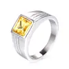 Anillo de titanio con gema para hombre, moderno y sencillo, joyería de anillo de comercio exterior transfronterizo