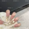 Amante de ChampanheZircônia de Champanhe Olho de Gato DouradoUnhas Portáteis Brilhantes em Estilo Nobre, Unhas Portáteis de Luxo Leve