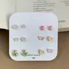 Brincos Semanais Doces, Frescos e Sem Repetição para Mulheres, Ganchos de Prata, Pequenos e Delicados de Flores e Frutas, Brincos Atacado Yiwu