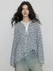 Blusa T-Shirt de Encaje con Contraste Retro Francés, con Cordones y Cuello en V, de Manga Larga para Mujer en Primavera y Verano, con un Diseño Relajado y como Top Exterior Suelto