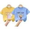 Camiseta Manga Curta para Meninas 2025 Novas Blusas de Algodão Puro para Crianças de Tamanho Médio e Grande Meninas Verão Soltas Gola Redonda Camisetas Básicas