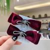 Elegante Pasador Retro de Terciopelo con Lazo para Dama, Elegante Clip Lateral para Flequillo, Estilo Coreano Versátil, Accesorios para el Cabello de Otoño e Invierno
