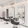 Espelho de Salão de Cabeleireiro Moderno com Luz, Espelho Simples de Lado Único para Corte de Cabelo, de Chão