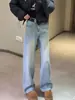 Jeans de Moda con Forro de Polar y Adornos de Pedrería para Mujer, Nuevos Jeans Casuales de Pierna Recta de Cintura Alta Ajustados para Otoño e Invierno