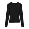 2024 Invierno Nuevo Estilo Deseo Puro Spice Girls Básico Cuello Redondo Pequeño Manga Larga Camiseta Base para Mujer Estilo Europeo y Americano Camiseta de Color Sólido