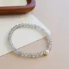 Pulseira de luar cinza claro natural Grau A para mulheres, pulseira de cristal com contas redondas de alta qualidade, joia de presente, atacado
