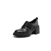 Mocasines Retro de Suela Gruesa para Mujer, Piel de Vaca, Velcro Mágico, Slip-on, Zapatos Pequeños de Cuero, Para el Trabajo, Versátiles, Piel Suave, Tacón Grueso, Zapatos de Vestir