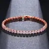 Pulsera de Circonita de 4 mm de Hip-Hop Europeo y Americano Transfronteriza para Hombres y Mujeres, Pulsera de Piedras Preciosas, Pulsera de Tenis de Moda Más Vendida en Amazon