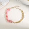 Vacaciones de Verano Europeas y Americanas Color Irregular Concha Natural Acero Inoxidable Dorado Pulsera Doble para Mano Pulsera para Mujer