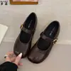 Versión de piel de oveja de zapatos de cuero para mujer que aumentan la altura con suelas suaves que no cansan los pies, nuevo modelo 2026 zapatos Mary Jane, zapatos de ballet para mujer