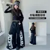 Nueva colección de otoño para niñas: conjunto de overol de mezclilla con estampado moderno y genial, camiseta interior de manga larga y pantalones de pierna ancha, adecuado para niños mayores