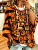 Sudadera con Capucha de Manga Tres Cuartos para Mujer 2026 con Estampado Digital 3D de Calabaza de Halloween Sudadera para Mujer