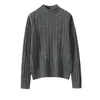 Suéter de Cashmere 2025 Outono e Inverno Novo Estilo Feminino Gola Alta Meia Malha Camada Base Quente Solto Emagrecedor Suéter