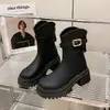 Botas Martin de Suela Gruesa para Mujer, Botas Antideslizantes de Media Caña, Nuevas Botas de Moda Otoño/Invierno 2026 con Hebilla de Cinturón, Ajustadas, con Cremallera Trasera