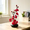 Produto popular transfronteiriço: pequeno vaso raso bonsai de flor de ameixeira, planta em vaso de flor de ameixeira de inverno de tecido de seda para casa, vaso de flores criativo para presente de aniversário