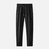 Pantalones casuales de seda de leche de verano, modelo nuevo 2026 para hombres de mediana edad, cintura elástica con cordón, ropa para hombres de mediana edad y ancianos