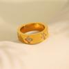 Anillo de Moda Ins de Viento de Venta Caliente Transfronterizo Anillo de Acero de Titanio Circonita de Trébol de Cuatro Hojas Anillo de Diamante de Amor Dulce