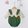 Roupas de embrulho de gordura do bebê Outono Floral Estilo coreano Roupas de escalada Bebê Menina Bonito Tridimensional Pequena Flor Manga comprida Novos Chapéus