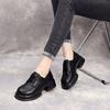 Zapatos Británicos Pequeños de Cuero Suela Gruesa Estilo Preppy Tacones Bajos de Tacón Grueso para Mujer 2024 Nuevos Mocasines Retro Casual Versátiles Zapatos de Mujer