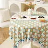 Toalha de Mesa Redonda Impermeável e à Prova de Óleo Xadrez Fresca e Simples, Toalha de Mesa PVC Resistente ao Calor Estilo Novo, Protetor de Superfície de Mesa de Centro