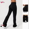 Calças Flare Esportivas Fitness Forradas com Lã Cintura Alta Levanta Bumbum Quentes para Yoga Outono e Inverno Sensação de Pele Nu Casual Super Modeladoras Calças Levanta Bumbum
