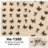 Redanco5D Embutido Popular Desenho Animado Adesivo para Unhas Preto e Branco Laço Estéreo Adesivo de Unha He1580