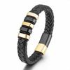 E-commerce transfronterizo Nuevo estilo étnico Pulsera de cuero de acero inoxidable Moda europea y americana Pulsera de moda para hombre de acero de titanio con hebilla magnética Joyería