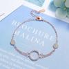 Pulsera de círculo de diamantes de circón transfronteriza para mujer, moda coreana, lujo nicho, temperamento, pulsera de anillo de doble cadena