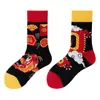 Calcetines originales de moda infantil AB color asimétrico dibujos animados longitud media otoño e invierno caramelos lindos calcetines de algodón para niños y niñas