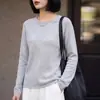 Suéter Feminino de Tricô Vazado com Lantejoulas 2026 Outono/Inverno Novo Tencel Linho Pronto para Vestir Gola Redonda Manga Longa