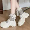 Calcetines Cortos Finos Japoneses Lindos de Nuevo Estilo de Verano con Encaje de Moño Calcetines de Yoga Calcetines de Media Pantorrilla de Verano para Mujer
