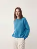 Suéter de cuello redondo para mujer, tejido suelto de hombros caídos, top de punto, nueva llegada de otoño, ropa para mujer, prenda exterior simple casual, prenda interior, capa base
