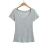 AY695-25 Primavera Nuevo Estilo Americano Estilo Spice Girl Microtransparente Holgado Casual Camiseta de Manga Corta Grande Cuello en U