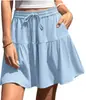 2026 Verano Nuevo Ropa Femenina Transfronteriza Amazon Wish Comercio Exterior Europeo y Americano Color Sólido Holgado Casual Falda con Cordón