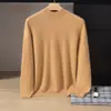 Suéter de cachemira para bebé, cuello alto medio para hombre, color liso, casual de negocios, manga larga, cuello medio, camiseta interior de punto de lana