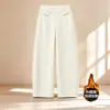 Lujo Ligero Personalizado Invierno Grueso Cachemira Seda Cintura Alta Versátil Suave Agradable a la Piel Adelgazante Caída Recta Casual Pantalones para Mujer