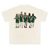 Camiseta Americana Vintage Celta Transfronteriza con Estampado de los Boston Celtics Sudadera Pesada de Cuello Redondo