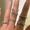 Anillo de Flor de Encaje Mariposa Flor de Iris Hueca Estilo Coreano de Gama Alta para Mujer, Mariposa Incrustada con Diamantes, Anillo Abierto Apilable al por Mayor