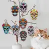 Etiqueta colgante decorativa de madera para fiesta mexicana del Día de Muertos transfronteriza, colgante de calavera, calavera colgante de decoración de Halloween