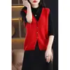 Chaleco cárdigan reversible 100% lana para mujer, chaleco sin mangas de punto grueso con cuello en V, top de punto holgado para usar en capas