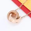 Collar Kaga de pastel de doble aro con diamantes de circonita, cadena para clavícula de acero de titanio que no se desvanece, colgante de oro rosa, regalo